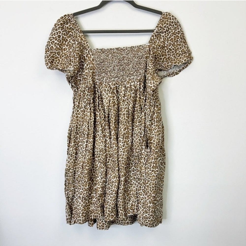 Leopard Print Puff Sleeve Dress